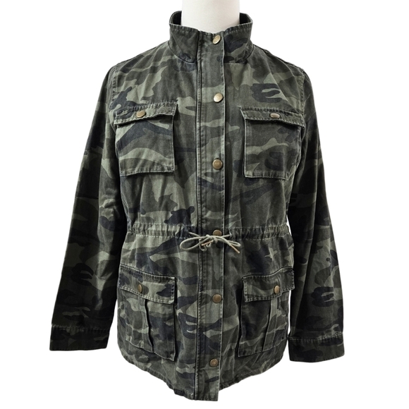 41 Hawthorn Brennan Army Green Camo Cargo 100% Cotton Utility Jacket Stitch Fix - Picture 1 of 9